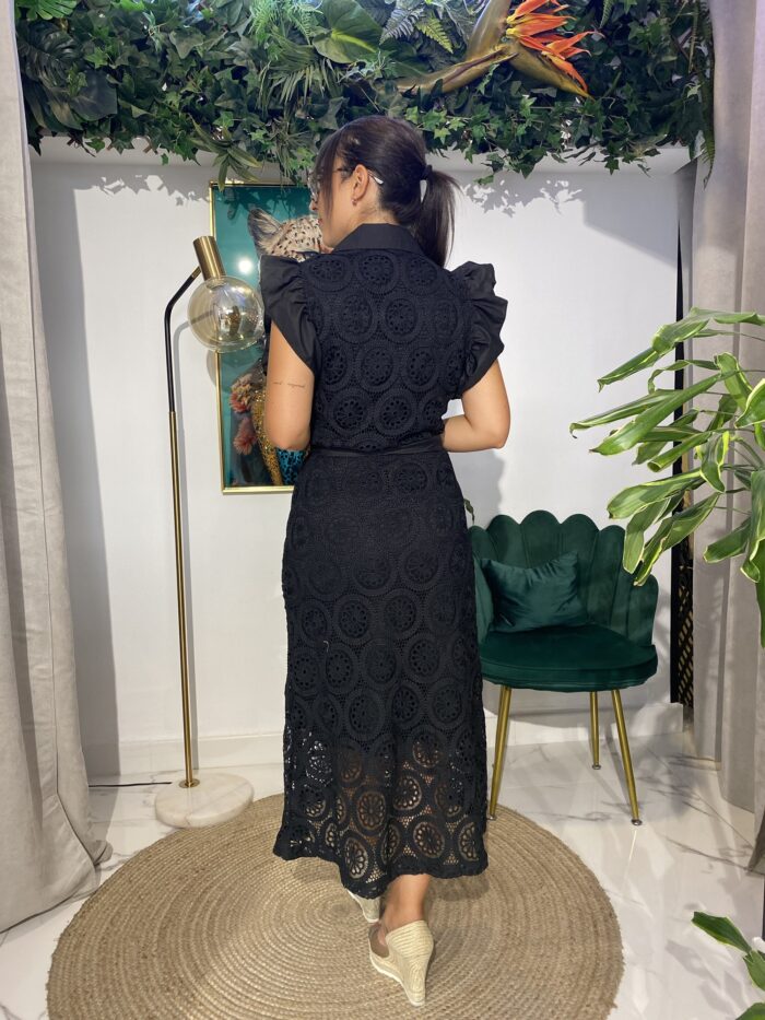 Vestido midy bordado volante hombro - Imagen 6