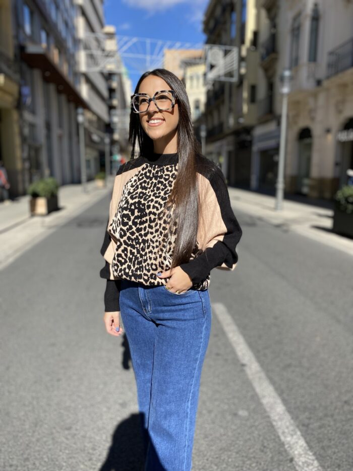 Jersey punto animal print oversice
