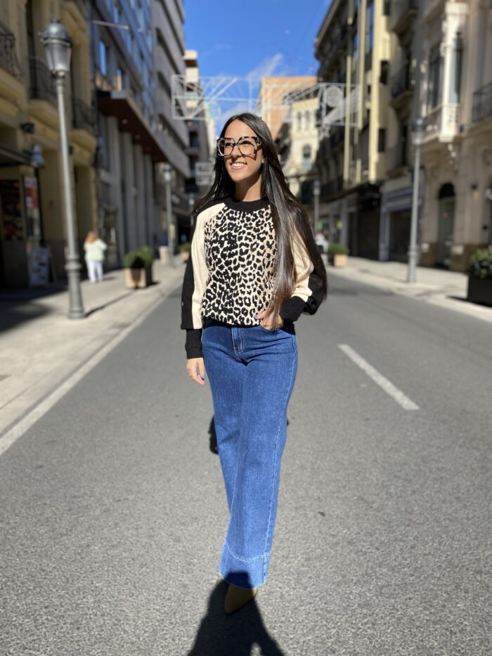 Jersey punto animal print oversice - Imagen 3