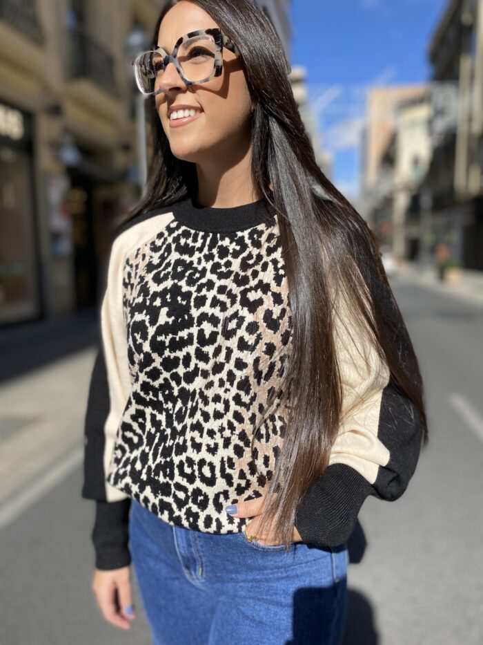 Jersey punto animal print oversice - Imagen 2