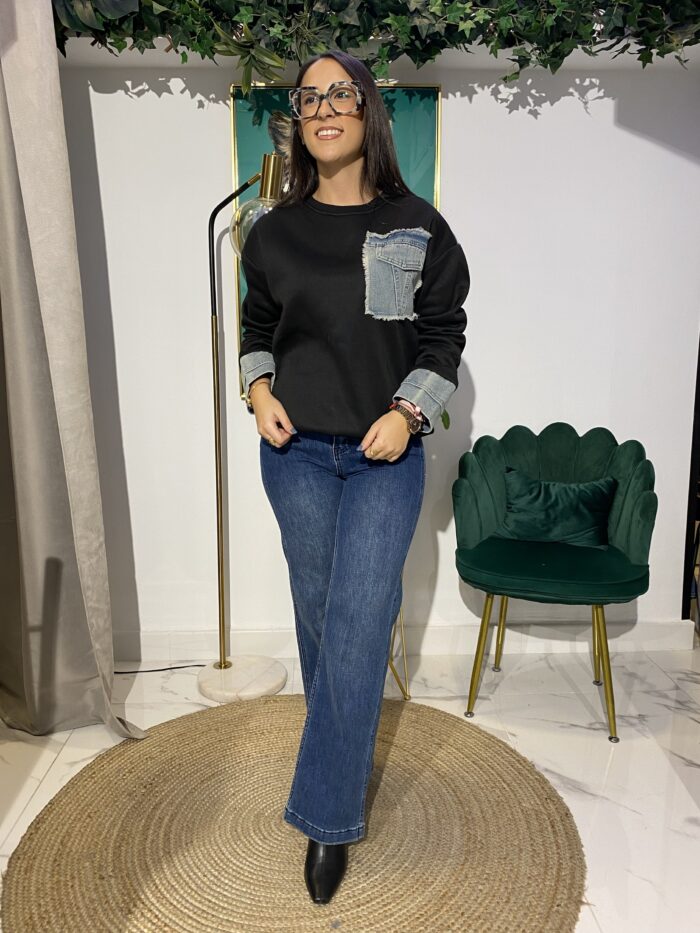 Sudadera bolsillos jeans neopreno
