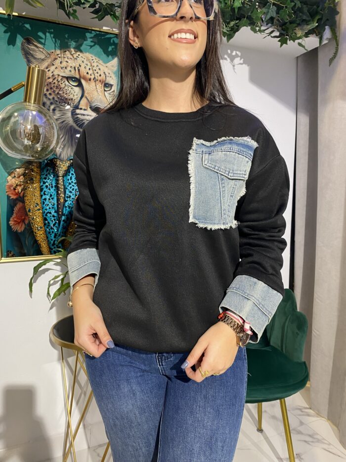 Sudadera bolsillos jeans neopreno - Imagen 3