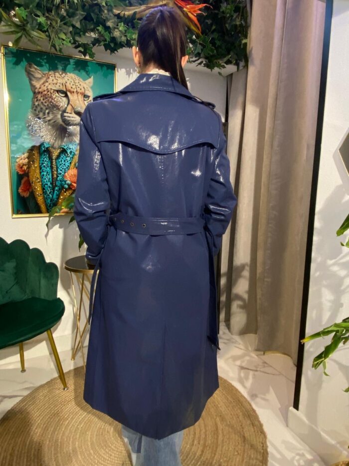 Gabardina 100% algodón azul marino satinada brillo - Imagen 7