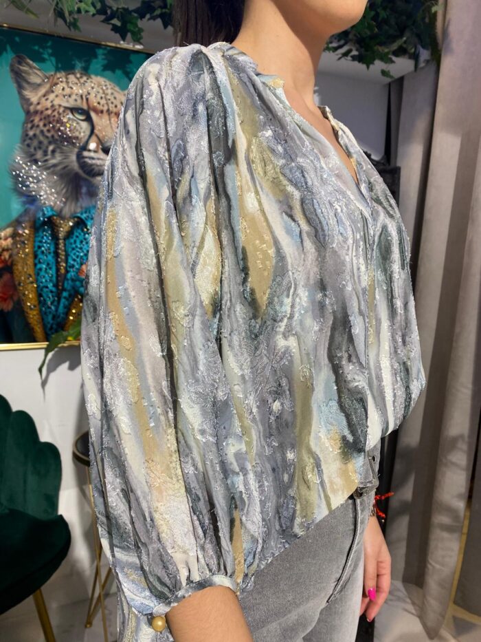 Camisa cuello pico efecto mármol - Imagen 3