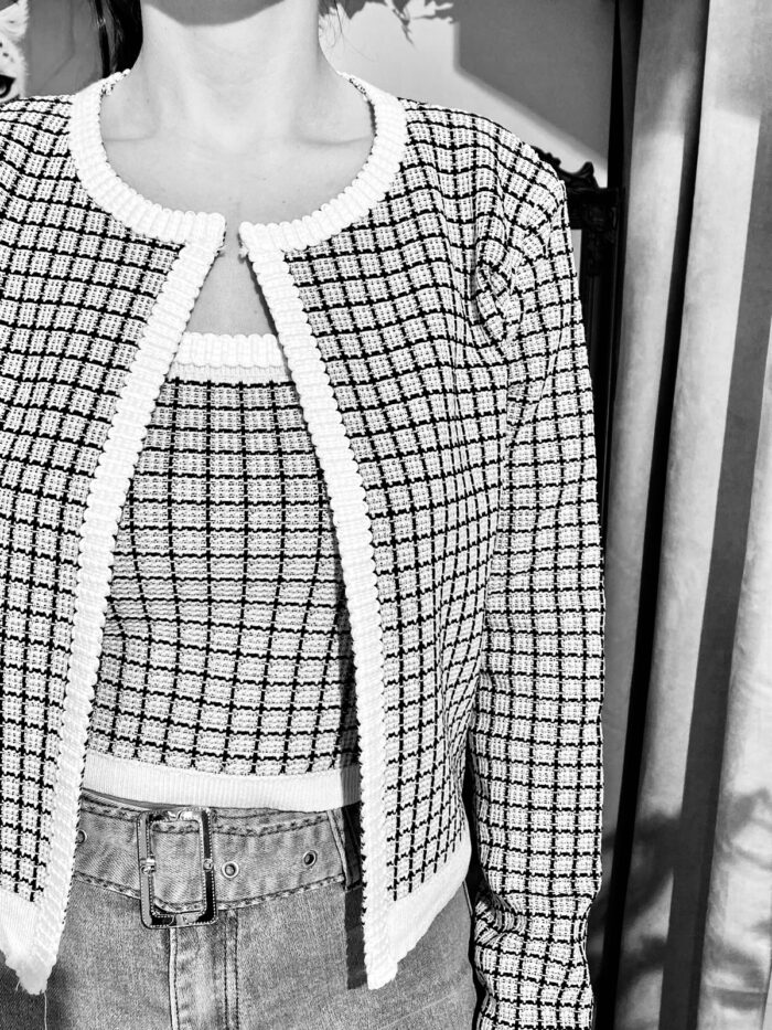Chaqueta corta punto conjunto top - Imagen 7