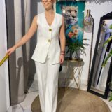 Pantalón pinza blanco de vestir
