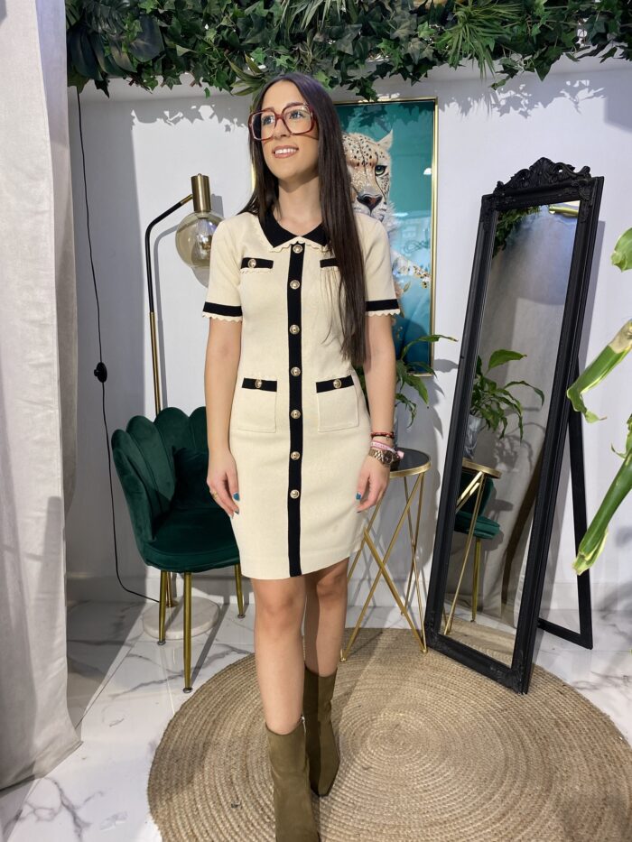 Vestido punto botones dorados