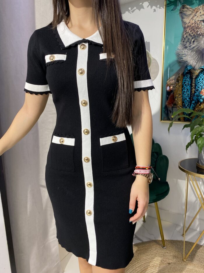 Vestido punto botones dorados - Imagen 4