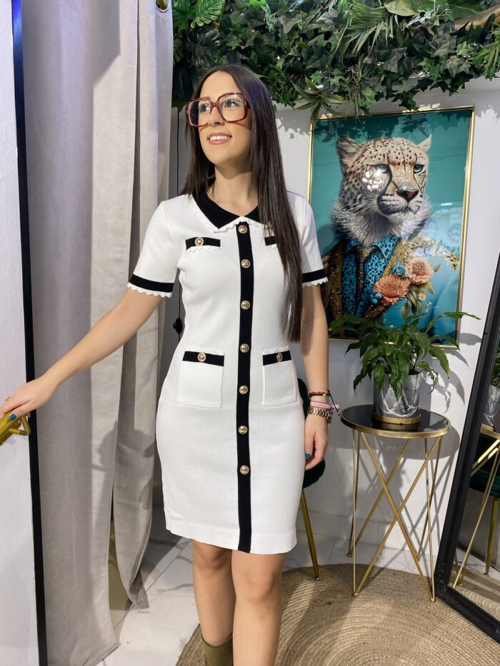 Vestido punto botones dorados - Imagen 6