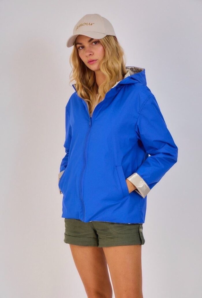 Cazadora corta impermeable azulón