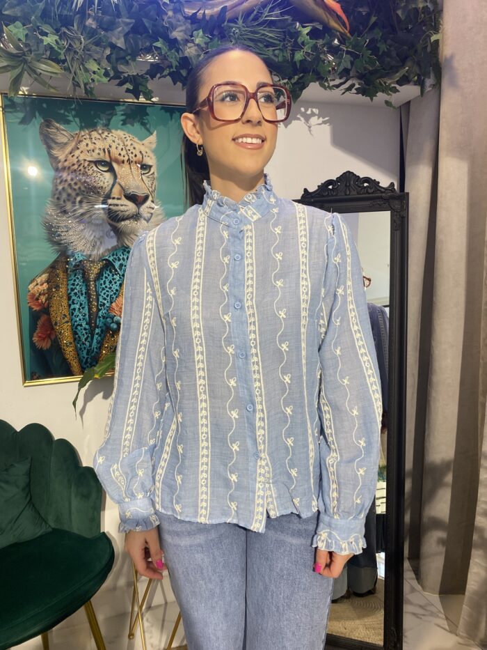 Camisa cuello mao bordados verticales - Imagen 5