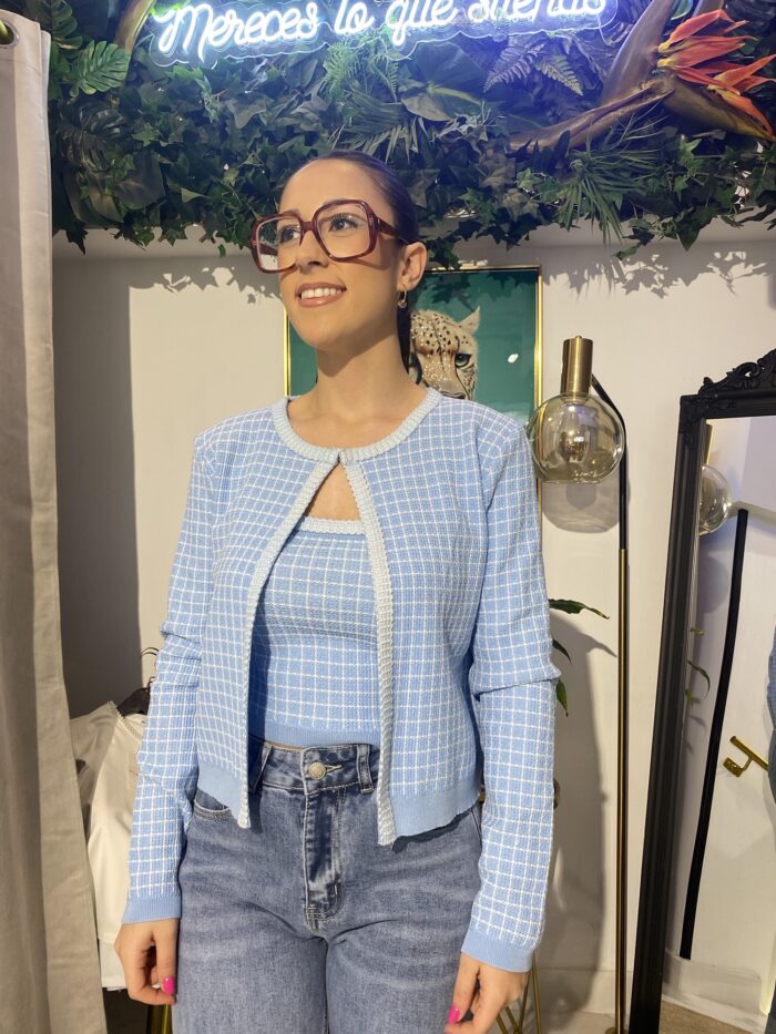 Chaqueta corta punto conjunto top