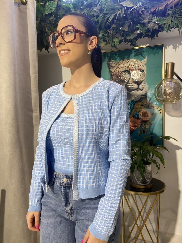 Chaqueta corta punto conjunto top - Imagen 3