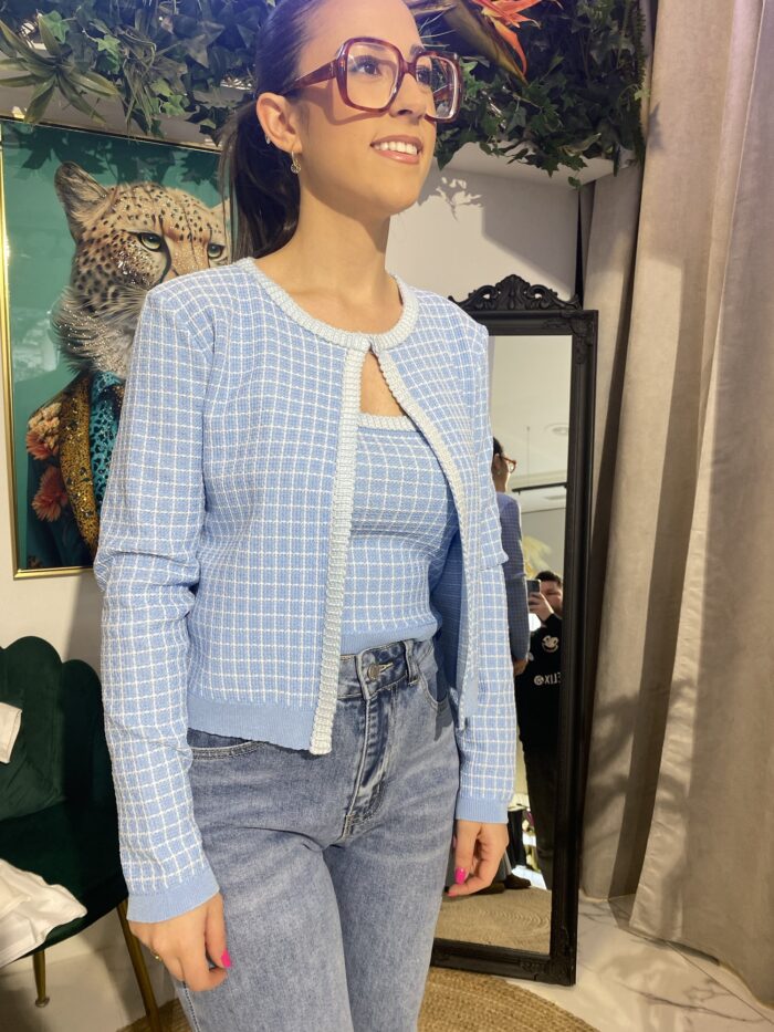 Chaqueta corta punto conjunto top - Imagen 4