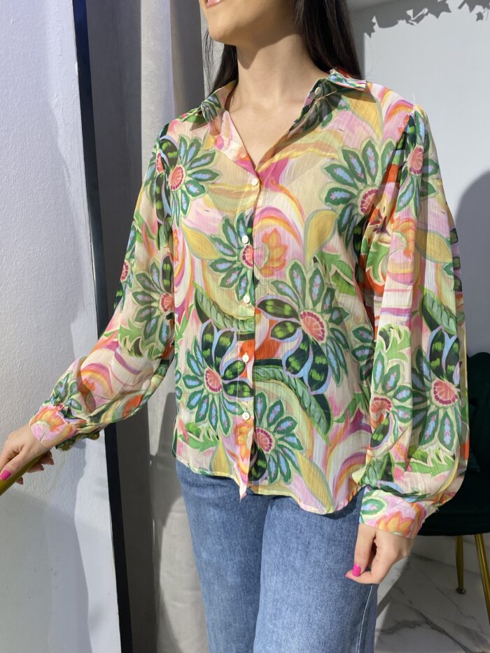 Camisa gasa manga abullonada estampado floral - Imagen 3