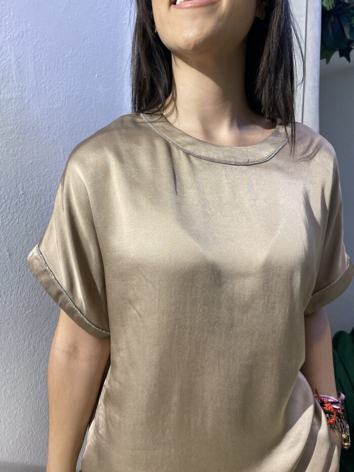 Camisa fluida raso detalle cuello y manga - Imagen 2