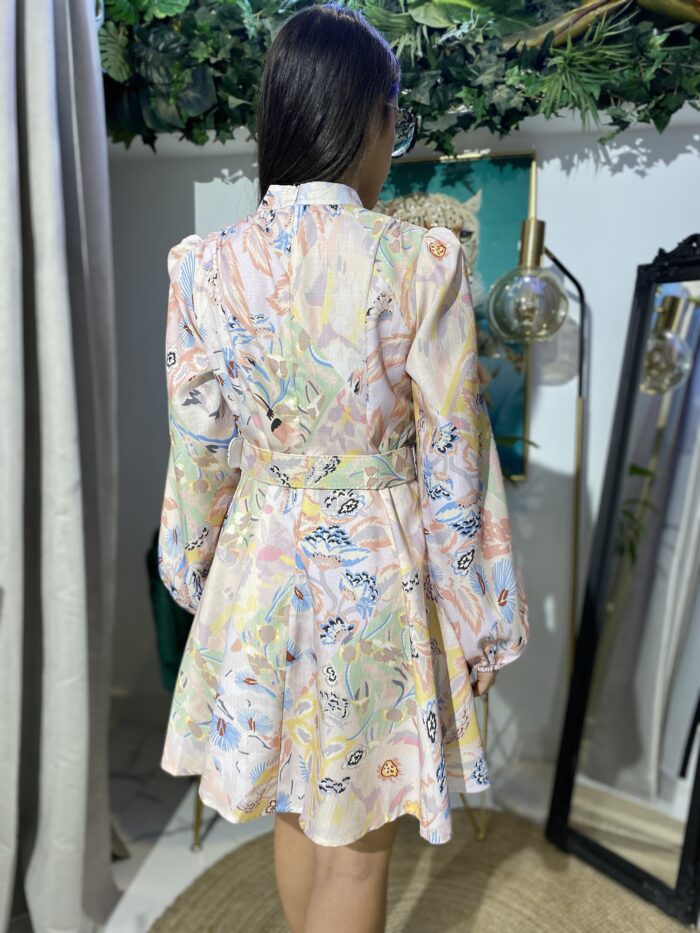 Vestido camisero estampado cuello mao - Imagen 4