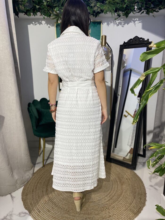 Vestido midy calado manga corta - Imagen 3