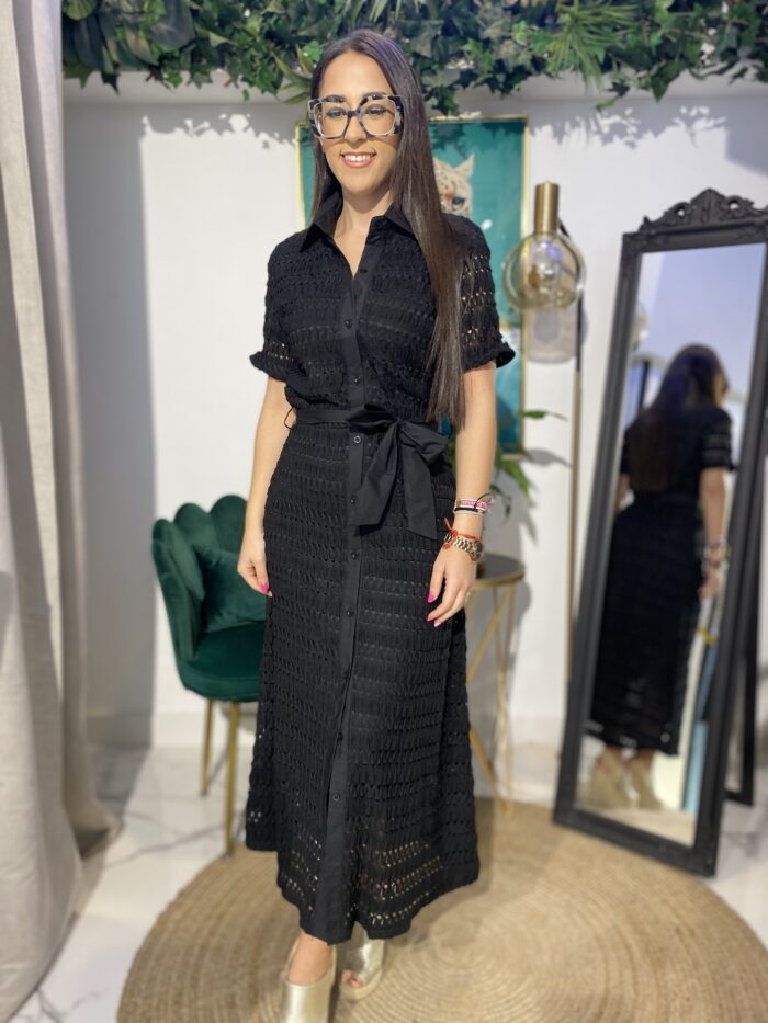 Vestido midy calado manga corta - Imagen 9