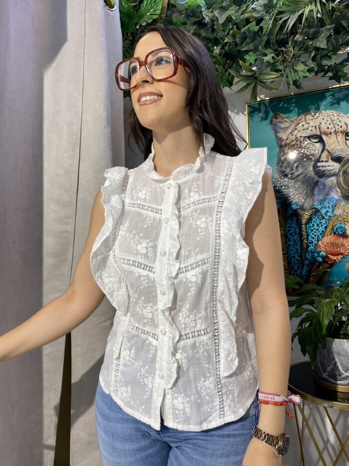 Camisa algodón tirante ancho volantes