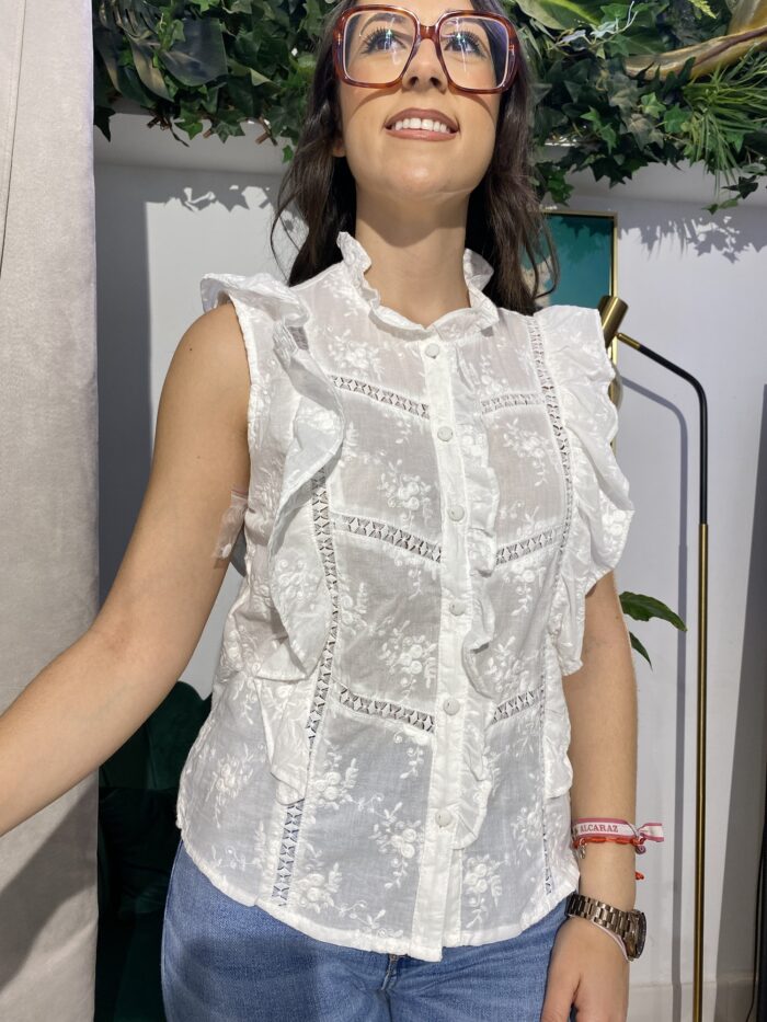 Camisa algodón tirante ancho volantes - Imagen 2
