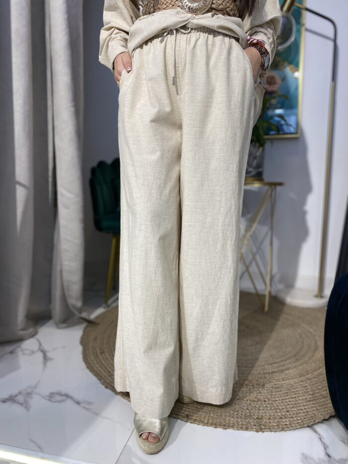 Pantalón lino cintura goma - Imagen 2
