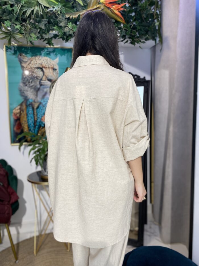 Camisa lino oversize bordados - Imagen 3