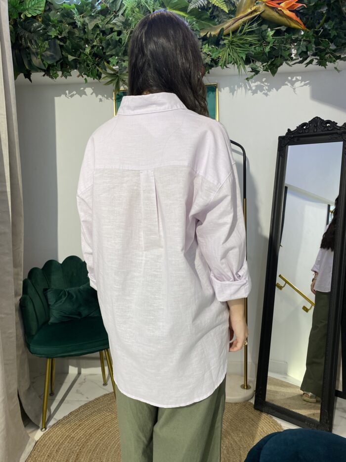 Camisa lino básica bolsillo - Imagen 7