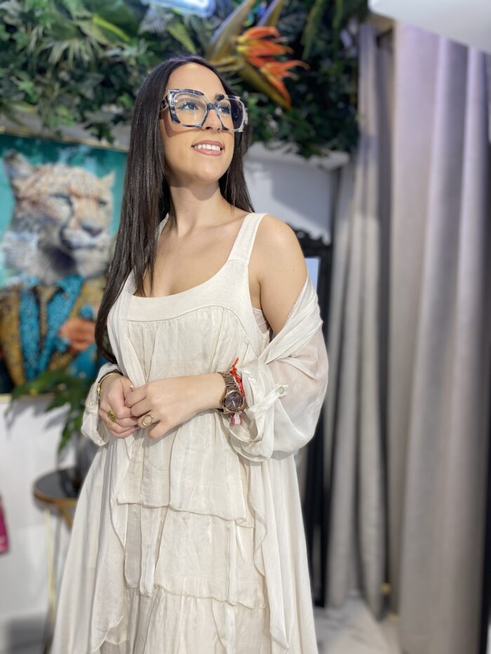 Vestido volante seda cintura goma - Imagen 6