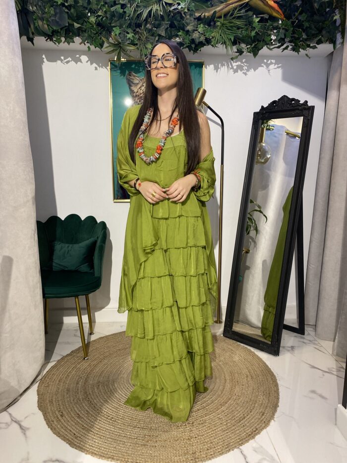 Vestido volante seda cintura goma - Imagen 8