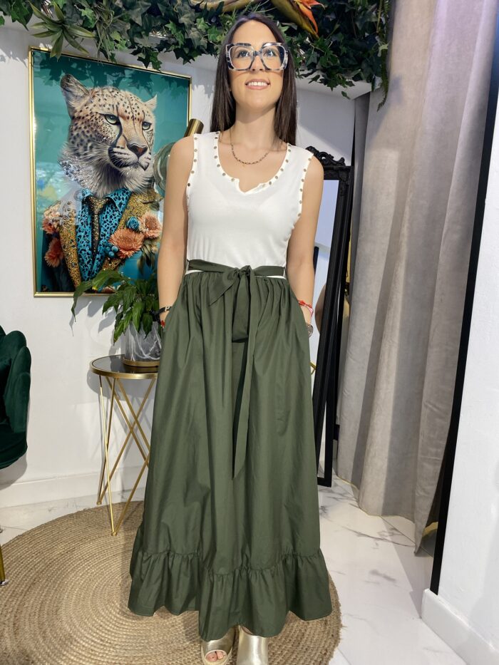 Vestido tirante tachas bajo volante - Imagen 4
