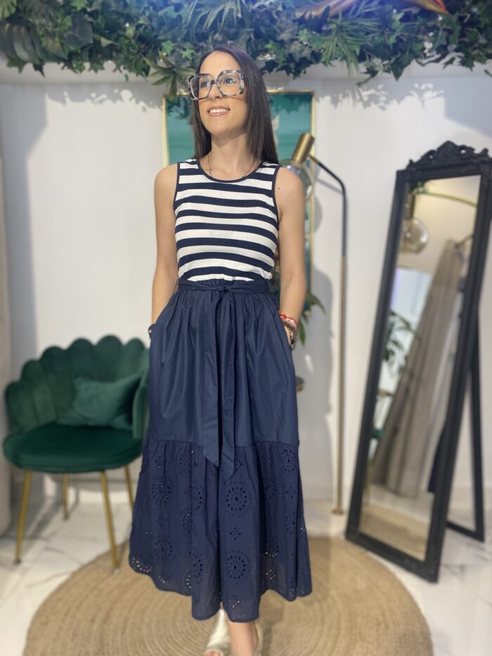 Vestido combi marinero bajo encaje