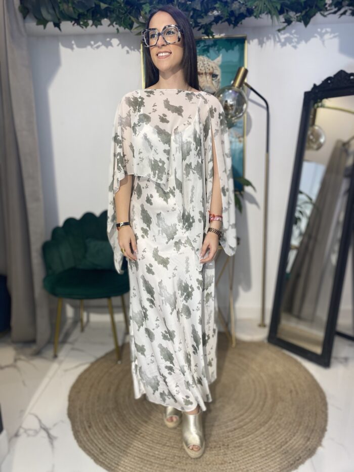 Vestido tirante estampado capa