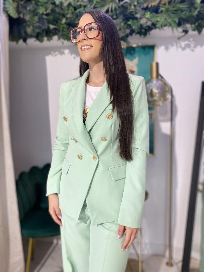 Blazer cruzada botones verde menta