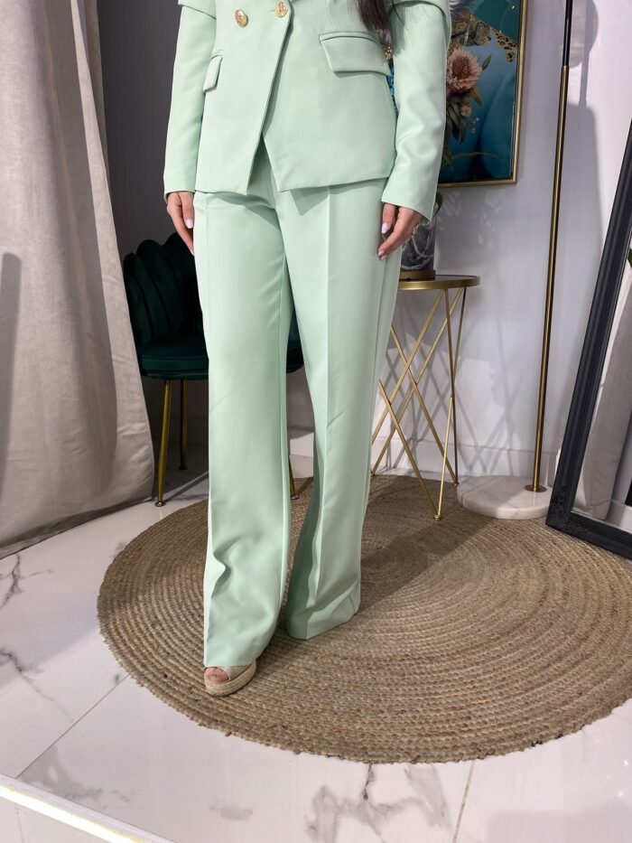 Pantalón recto pinza verde menta - Imagen 3