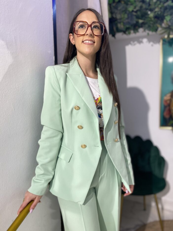 Blazer cruzada botones verde menta - Imagen 2