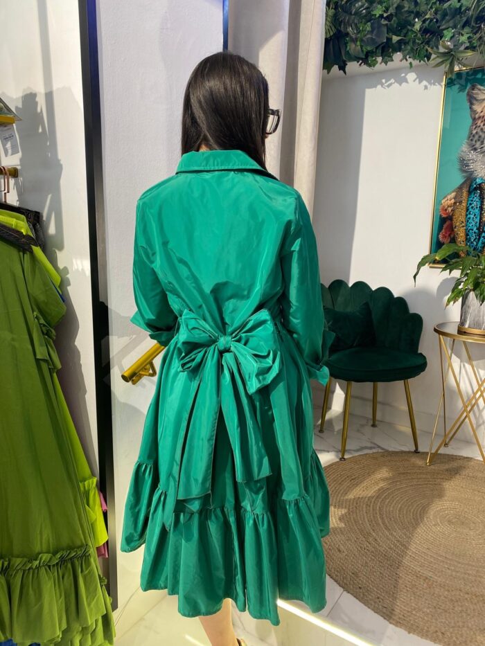 Vestido camisero tafetán bajo volante corto - Imagen 11