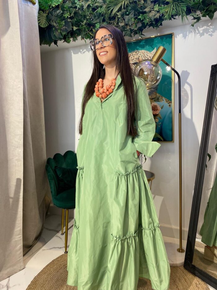 Vestido midi tafetán volantes laterales - Imagen 5