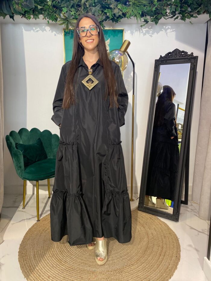 Vestido midi tafetán volantes laterales - Imagen 9