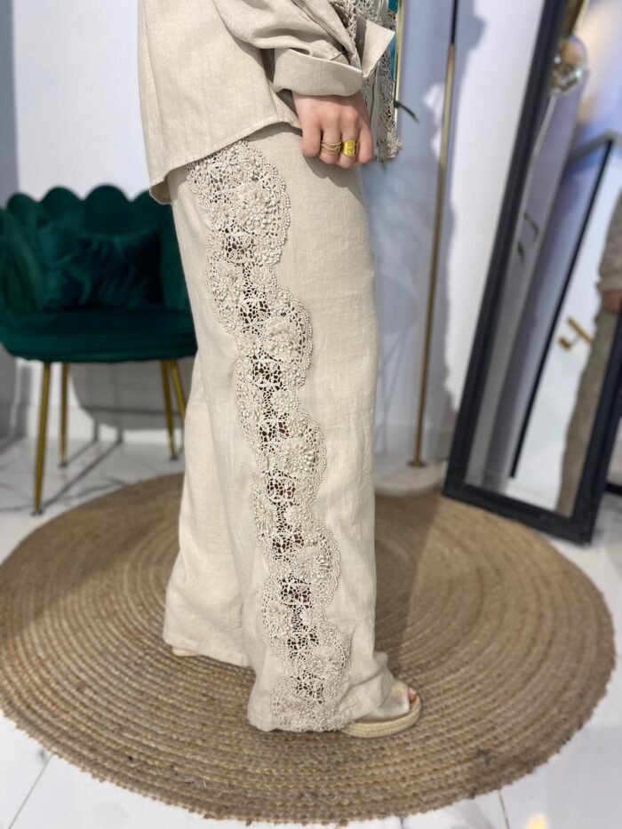 Pantalón conjunto fluido encaje lateral - Imagen 3