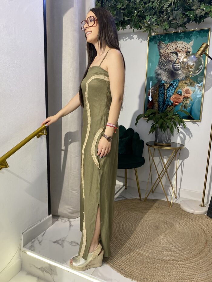 Vestido 100% lino detalles rafia - Imagen 11