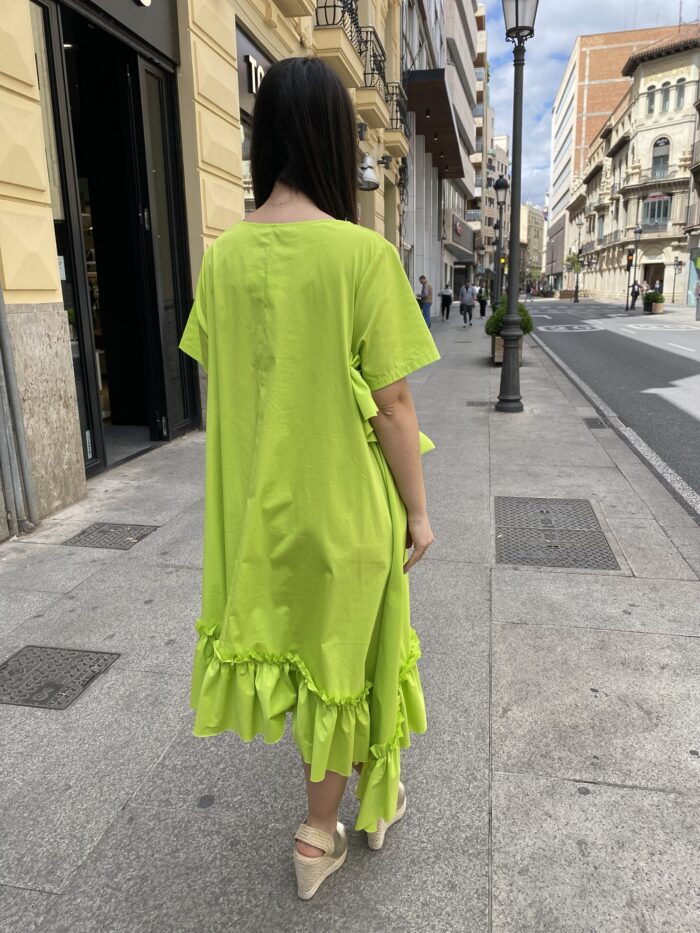 Vestido algodón asimétrico volantes - Imagen 4