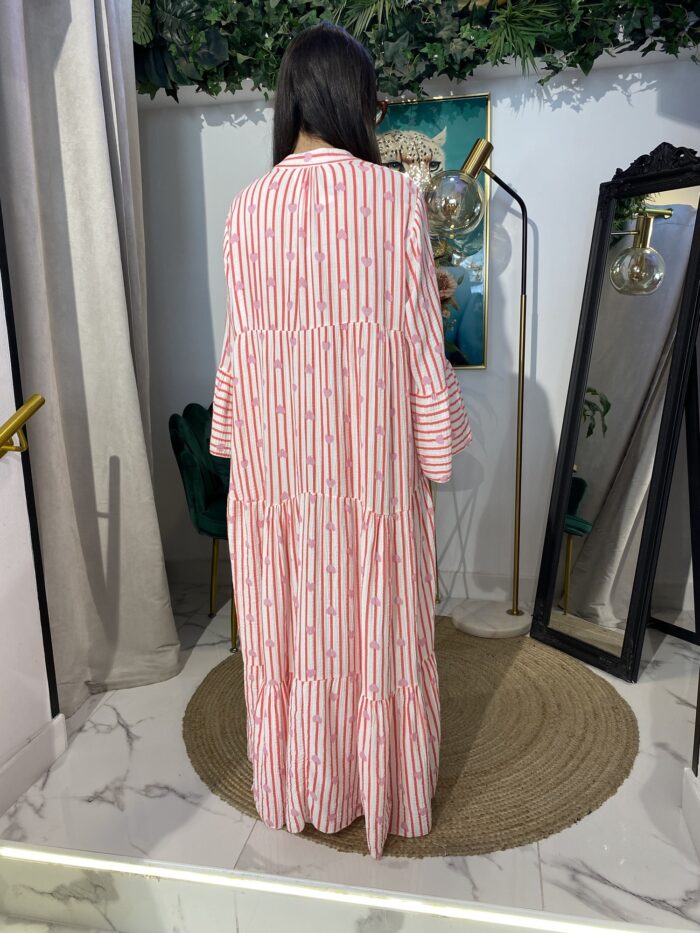 Vestido largo corazones cuello mao cotton manga farol - Imagen 4