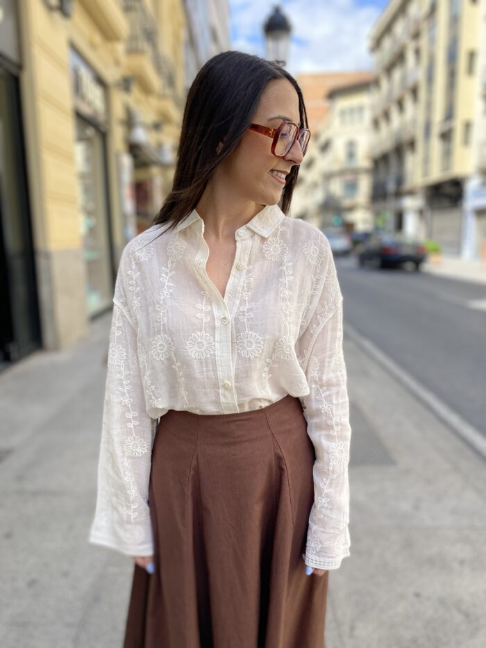 Camisa algodón bordada