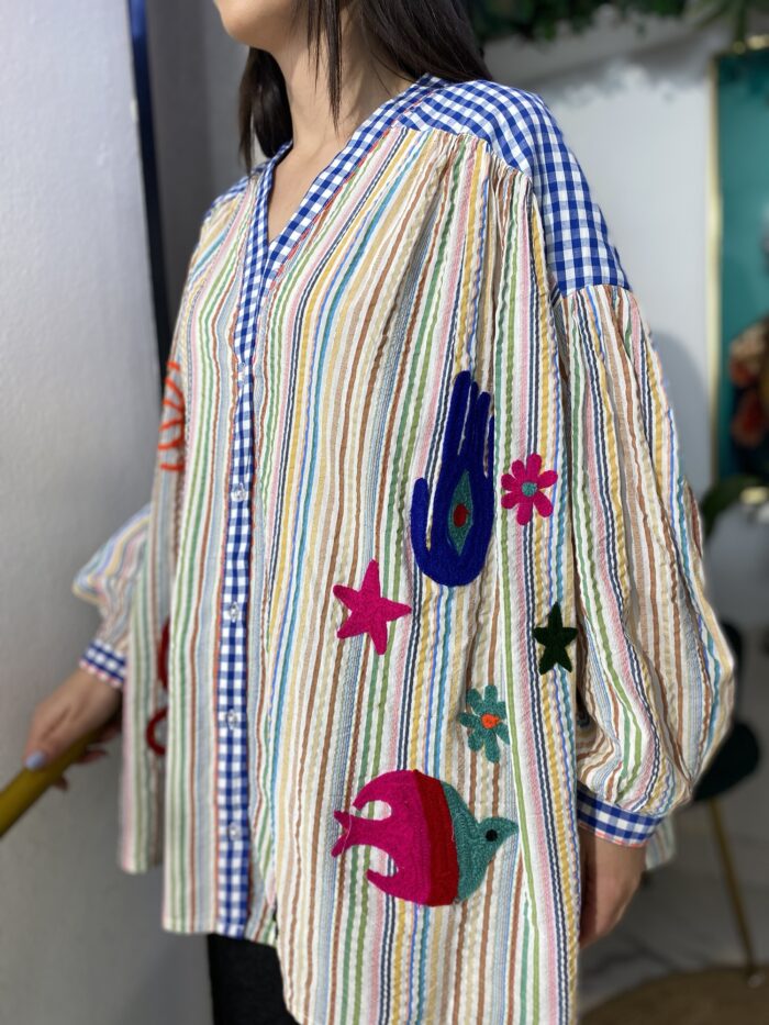 Camisa oversize algodón cuadro vichy - Imagen 2