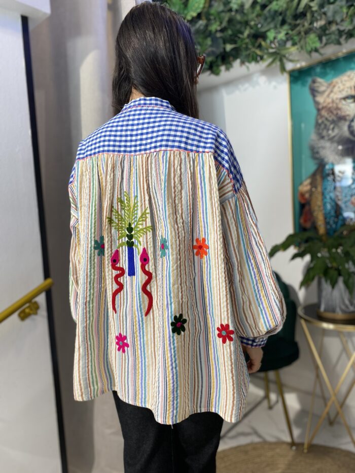 Camisa oversize algodón cuadro vichy - Imagen 3