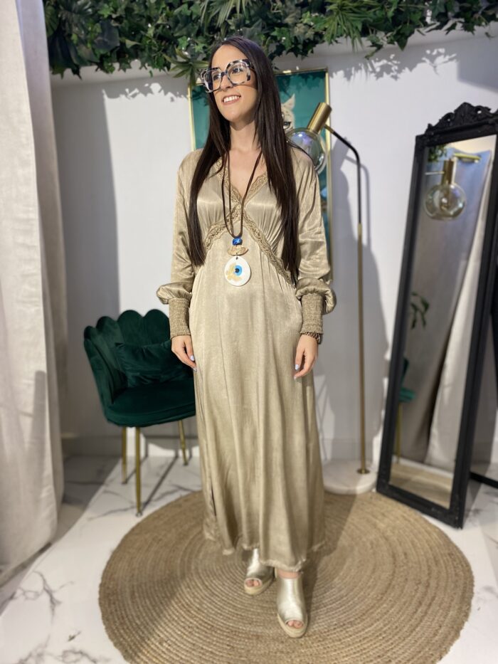 Vestido camisero raso