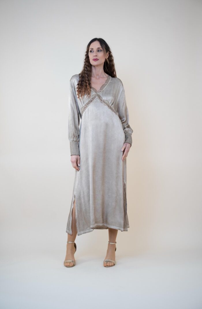 Vestido camisero raso - Imagen 6