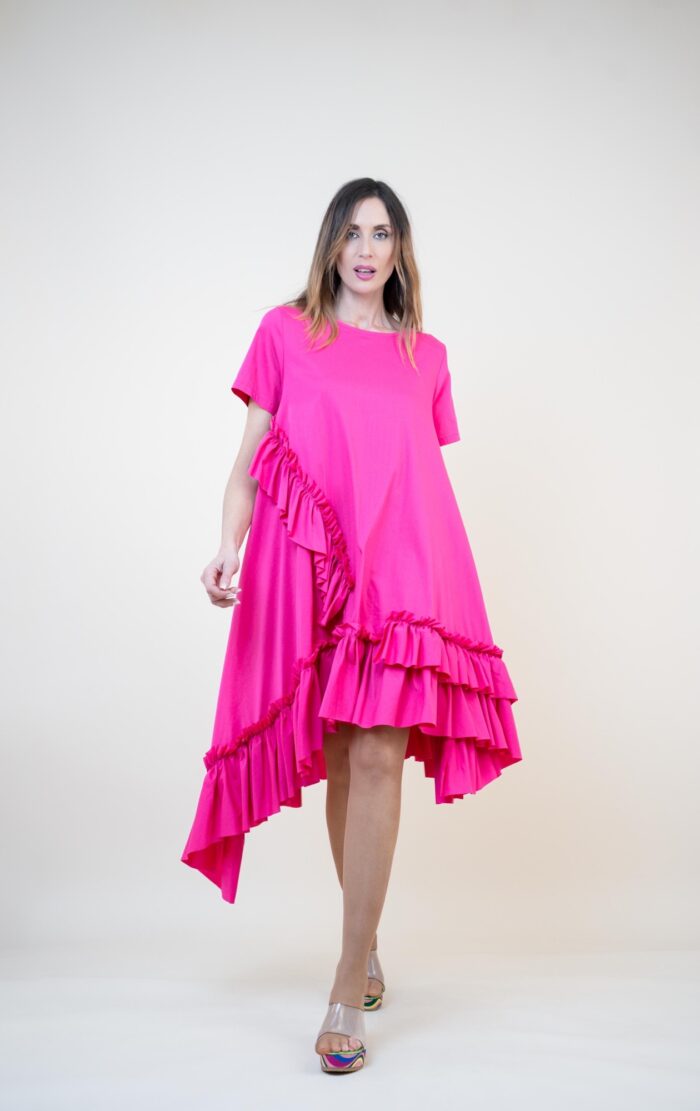Vestido algodón asimétrico volantes - Imagen 7