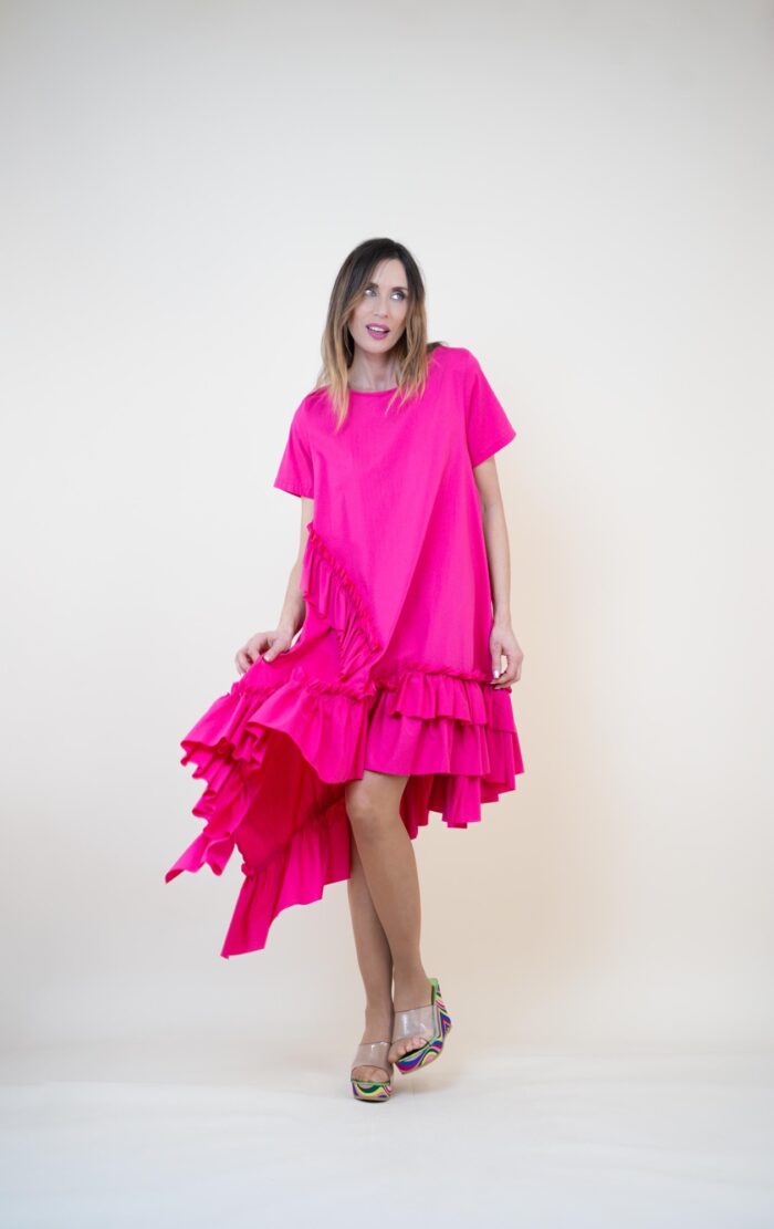 Vestido algodón asimétrico volantes - Imagen 8